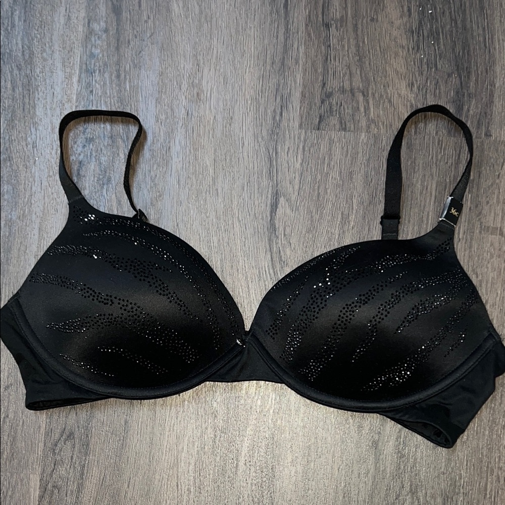 NWT Victoria’s Secret Lined Demi Elegant Black Bra with Rhinestones